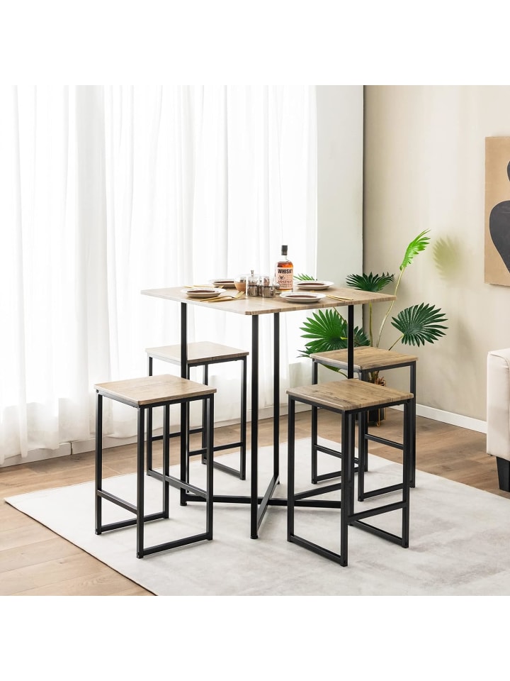 COSTWAY 5 tlg. Bartisch Set in Braun günstig kaufen 80 cm