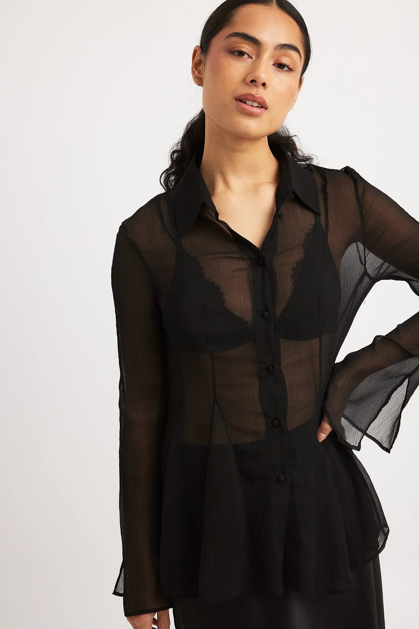 Chiffonbluse mit Nahtdetail