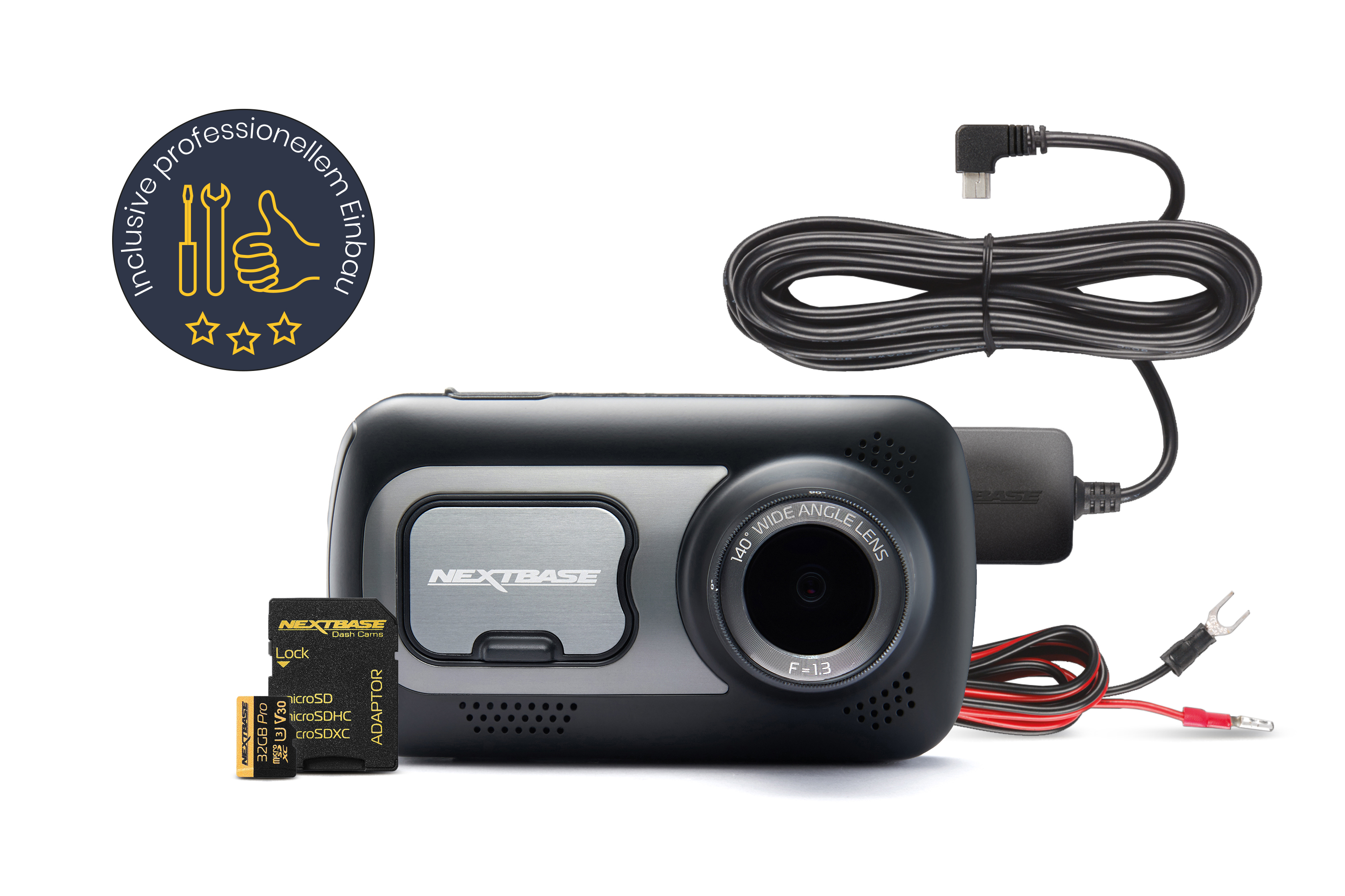Dashcam Bundle 522GW von Nextbase inkl. 32GB SD-Karte, Festeinbau-Kabelsatz und Einbau - ATU