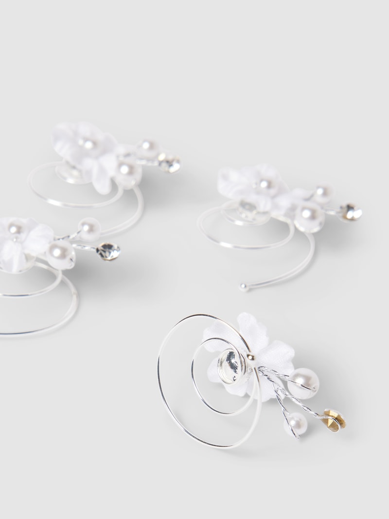 Haarschmuck mit Perlen im 6er-Pack in weiß