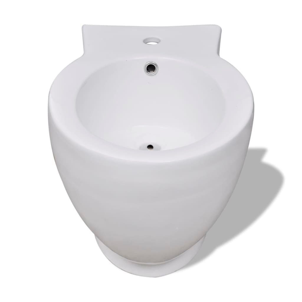 vidaXL Tiefspül-WC Toiletten Bidet Set Weiß Keramik Toilette Set Badezimmer