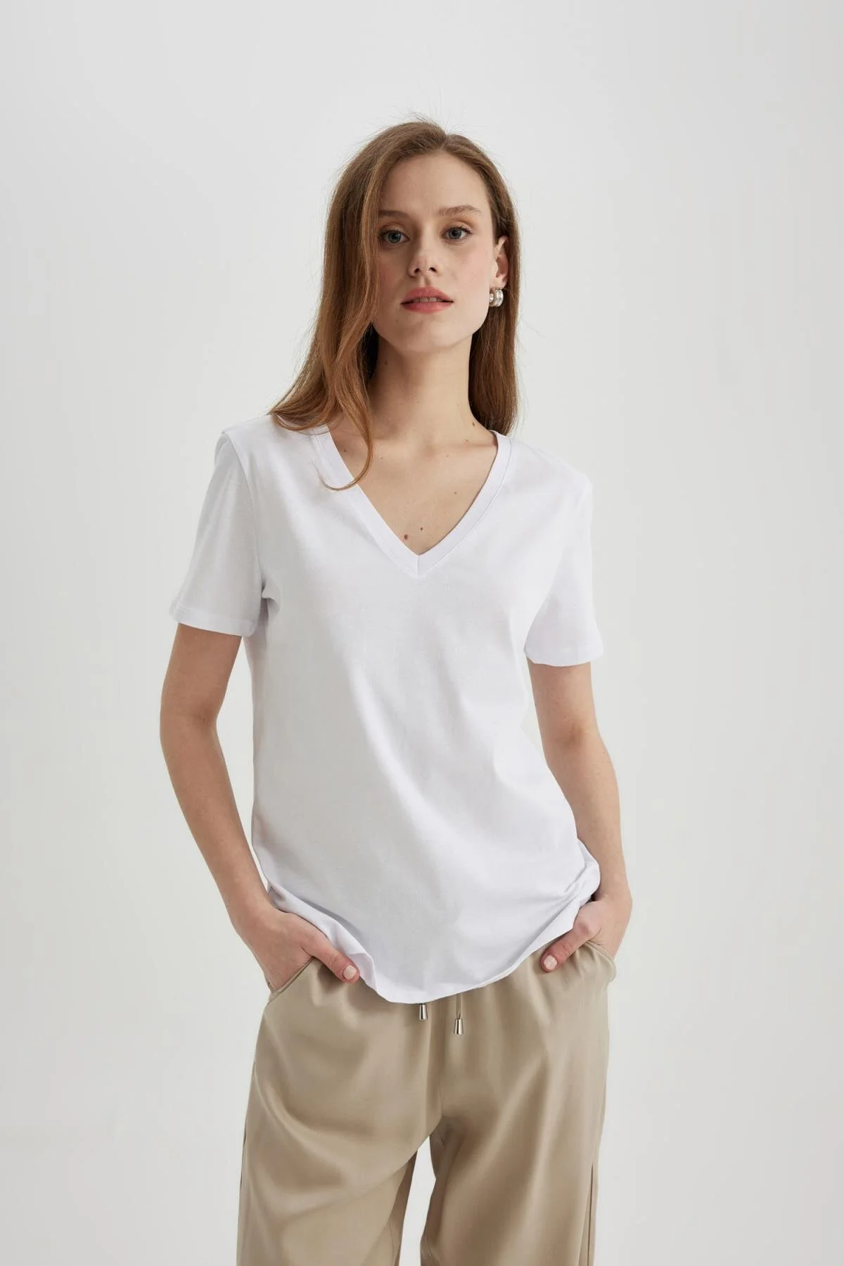DeFacto  T-Shirt - Weiß - Regular Fit