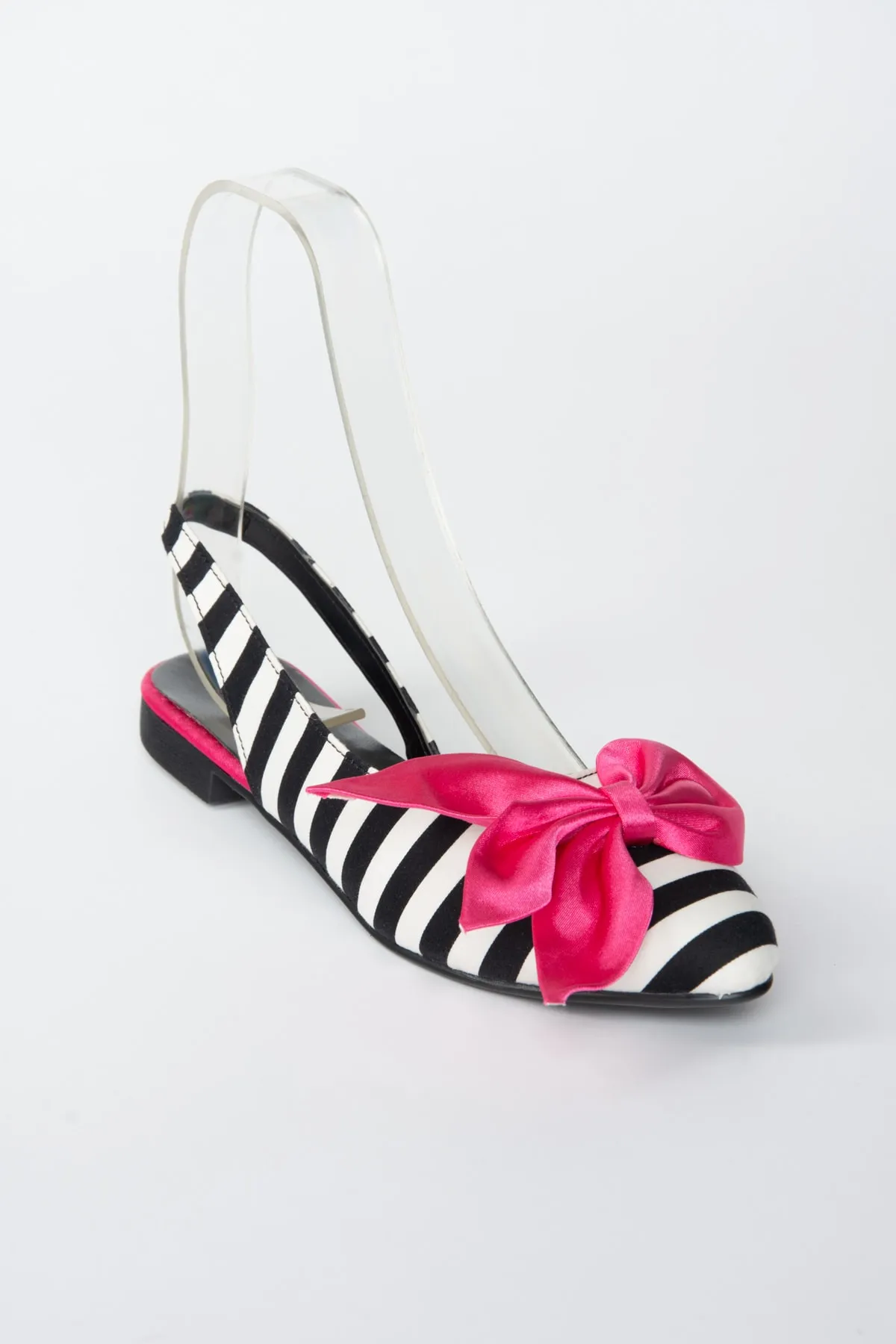 Fox Shoes  Damen-Ballerina aus Stoff in Schwarz/Weiß/Fuchsia, Ballerina H726809004