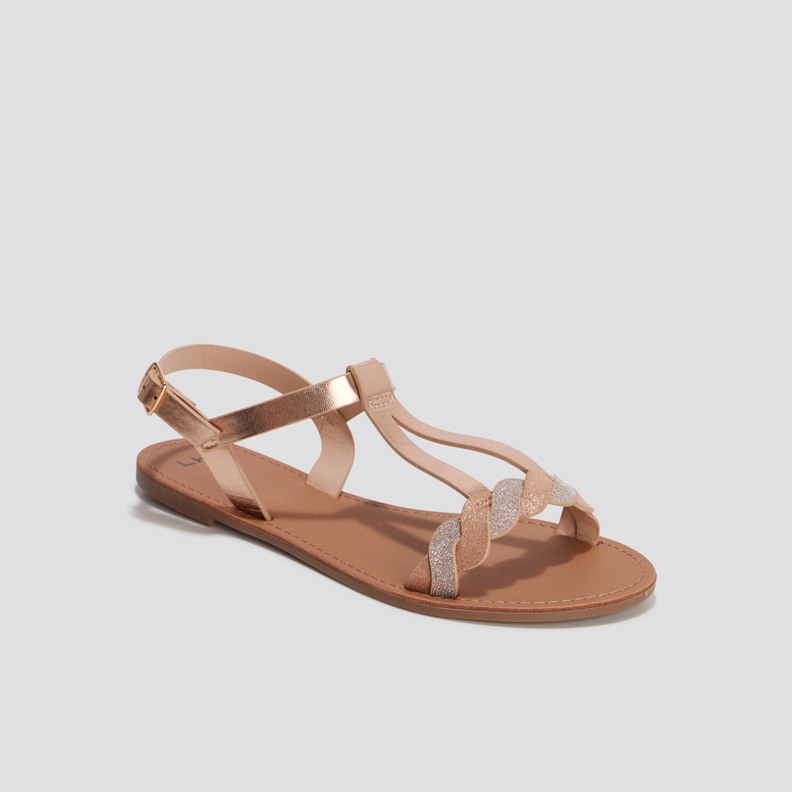 Sandales plates jaune or femme | La Halle