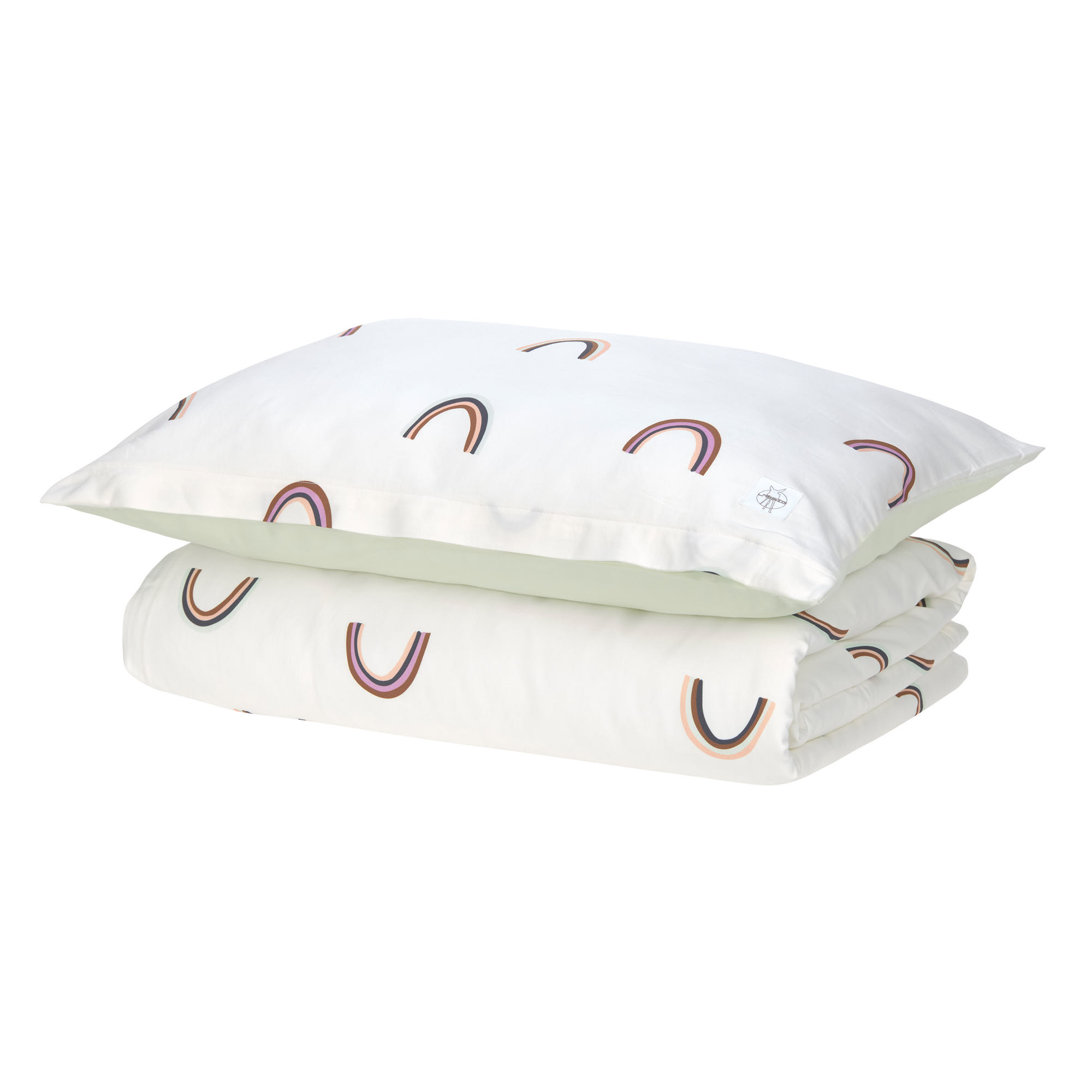 Bettwäsche Set Kinder - Bio Baumwolle, Regenbogen, Grün Milky