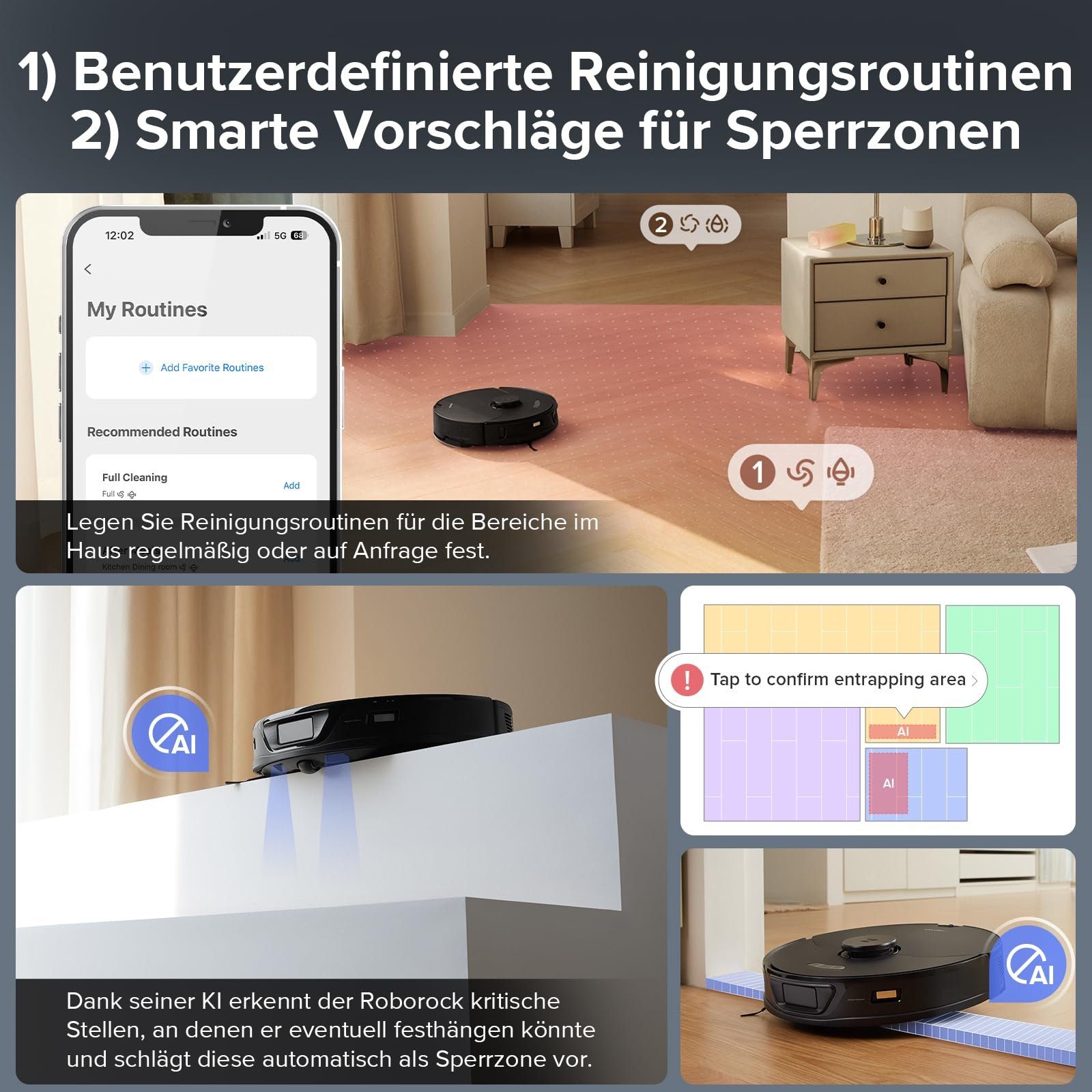 Roborock Saugroboter S7 Max Ultra, 60,00 W, 5500 Pa, aktive Hindernisvermeidung, mit selbstentleerender & selbstwaschender & selbsttrocknender & selbstbefüllender & selbstreinigender Station, App und Sprachsteuerung (Upgrade von S7 Pro Ultra, VS S8 P