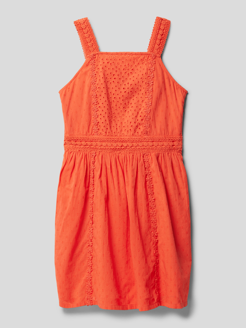 Kleid mit Lochstickereien in hellrot