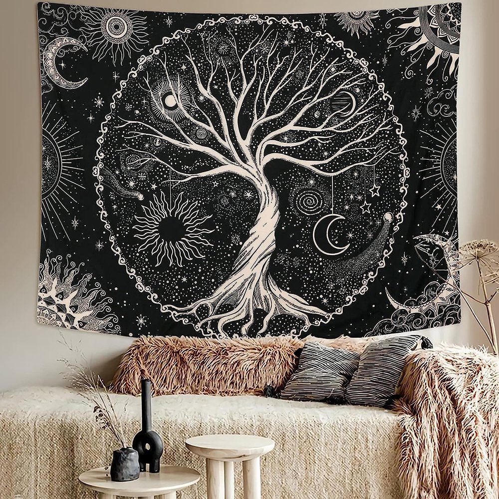 Wandteppich Tapisserie Schwarz Wandbehang Wandtuch Wanddeko Wandteppich, Questive