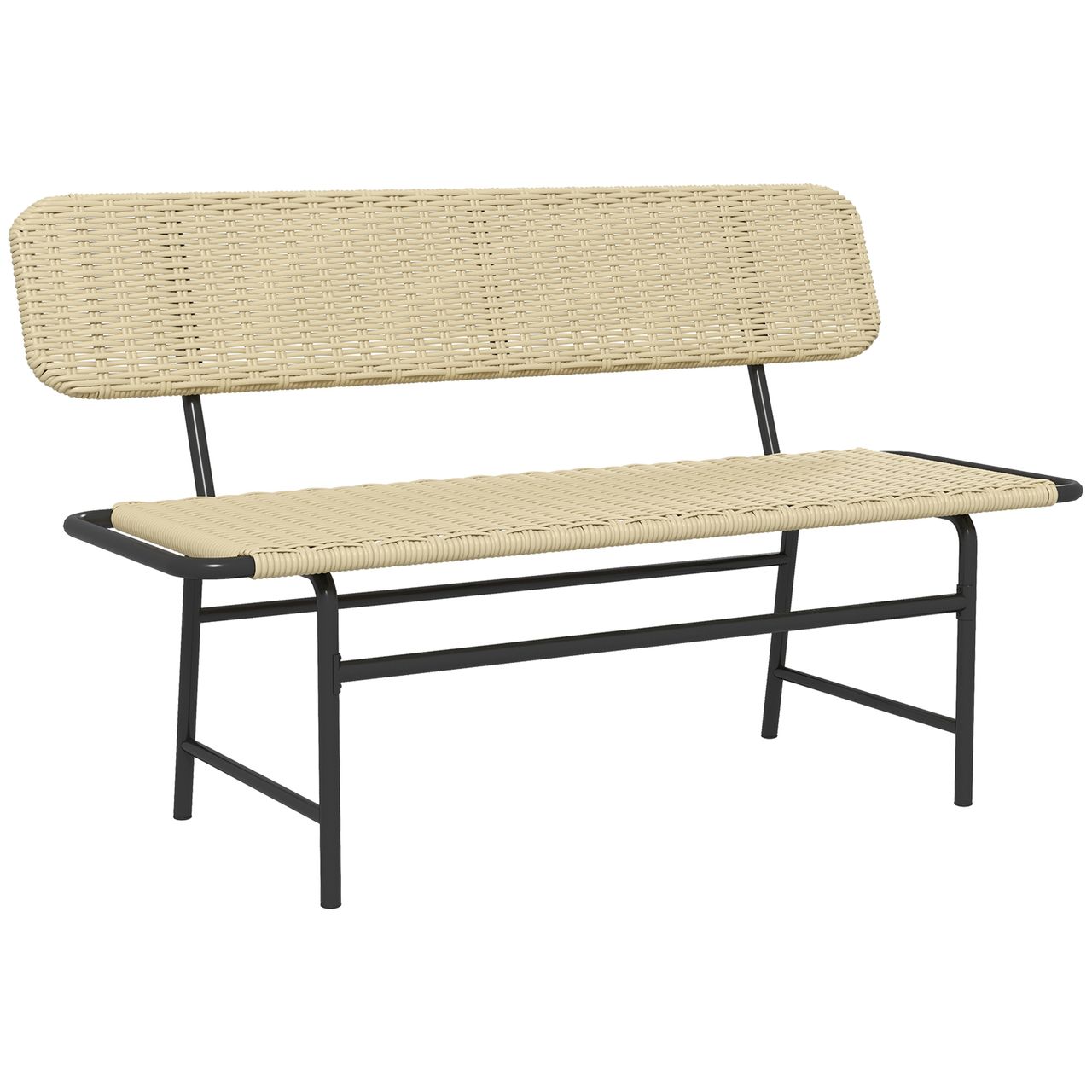 Outsunny Polyrattan Sitzbank 2-Sitzer Gartenbank Rattanbank für Balkon, Khaki