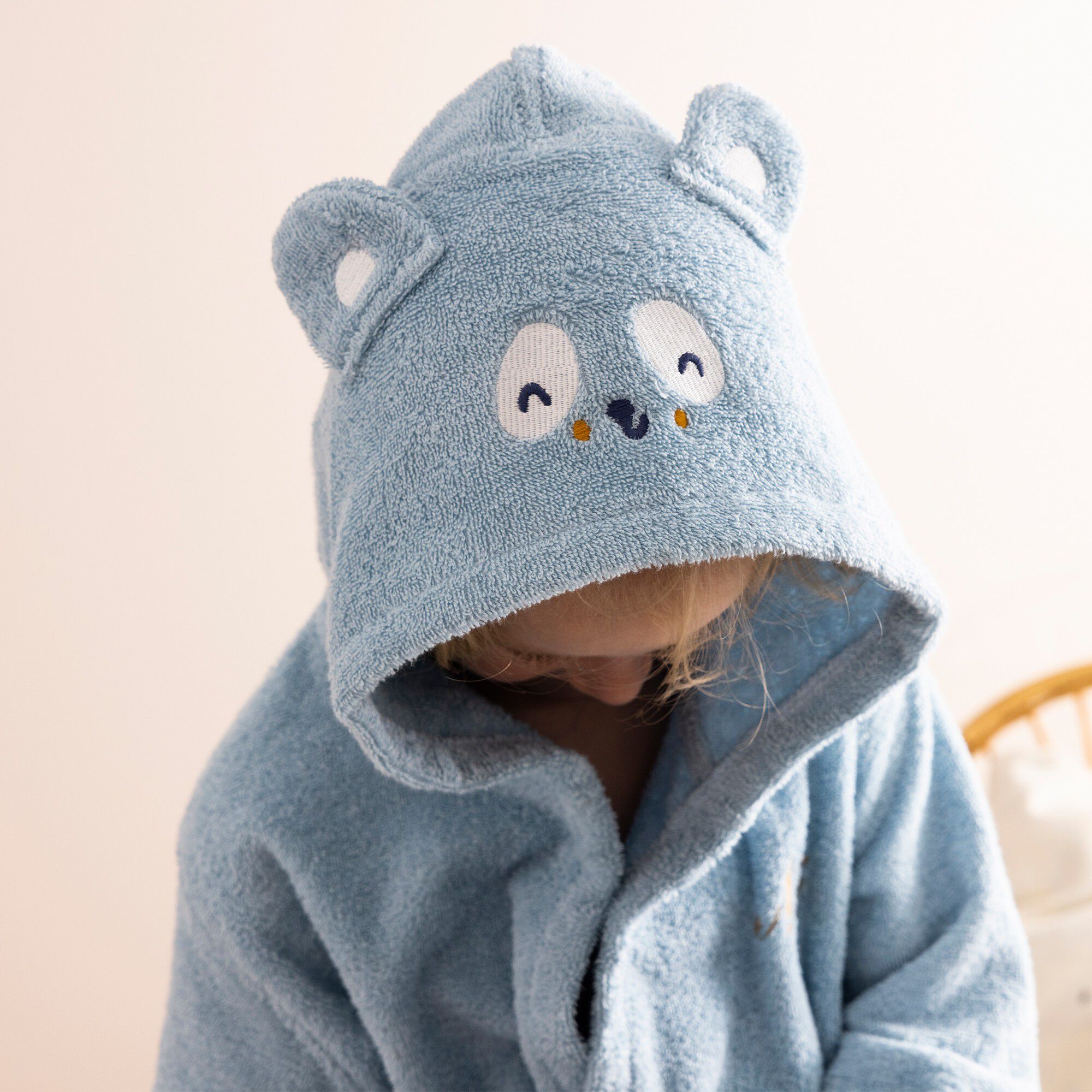 Peignoir de bain enfant panda à capuche éponge coton