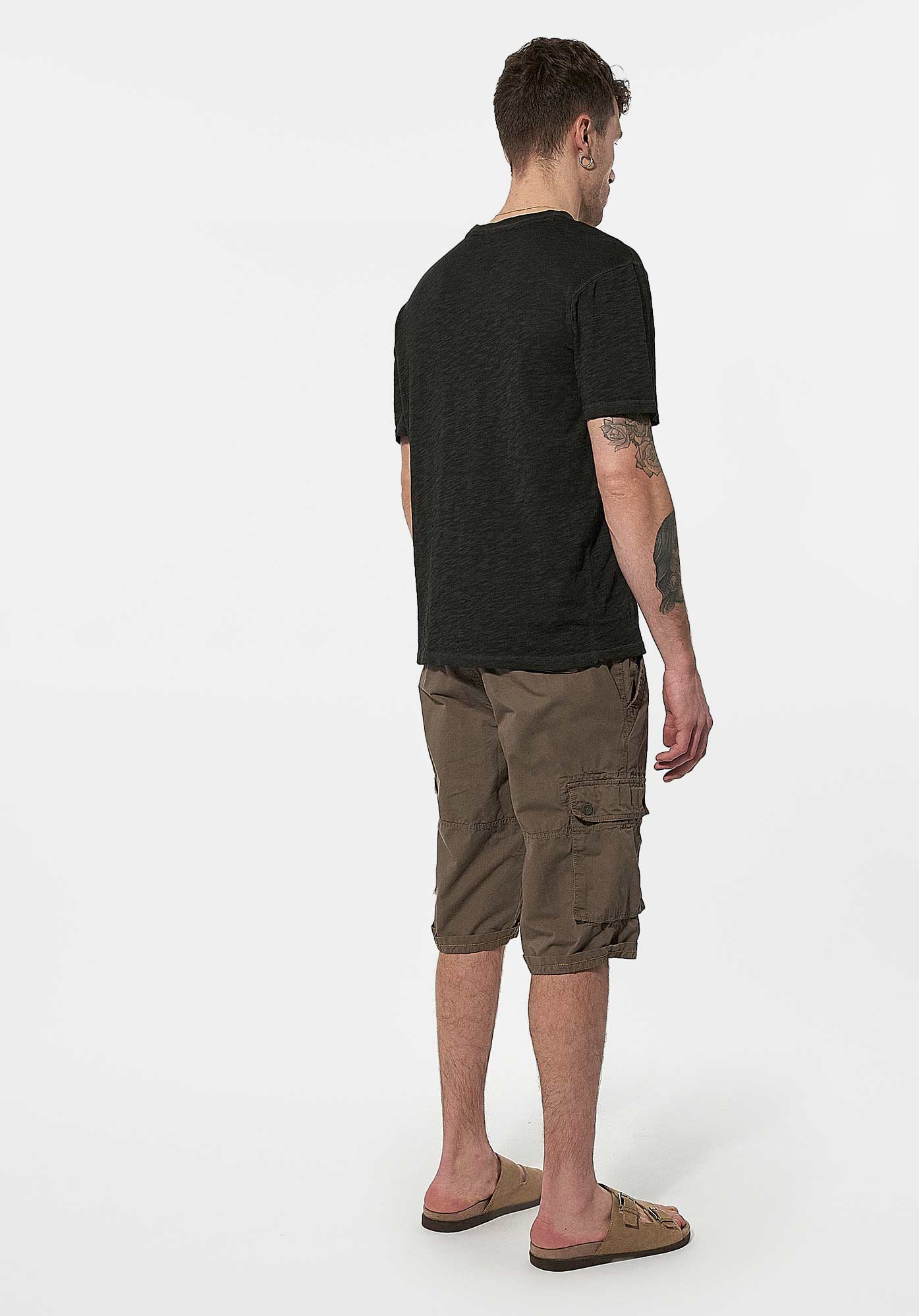 MIKEL  T-shirt noir chiné Homme en 100% coton