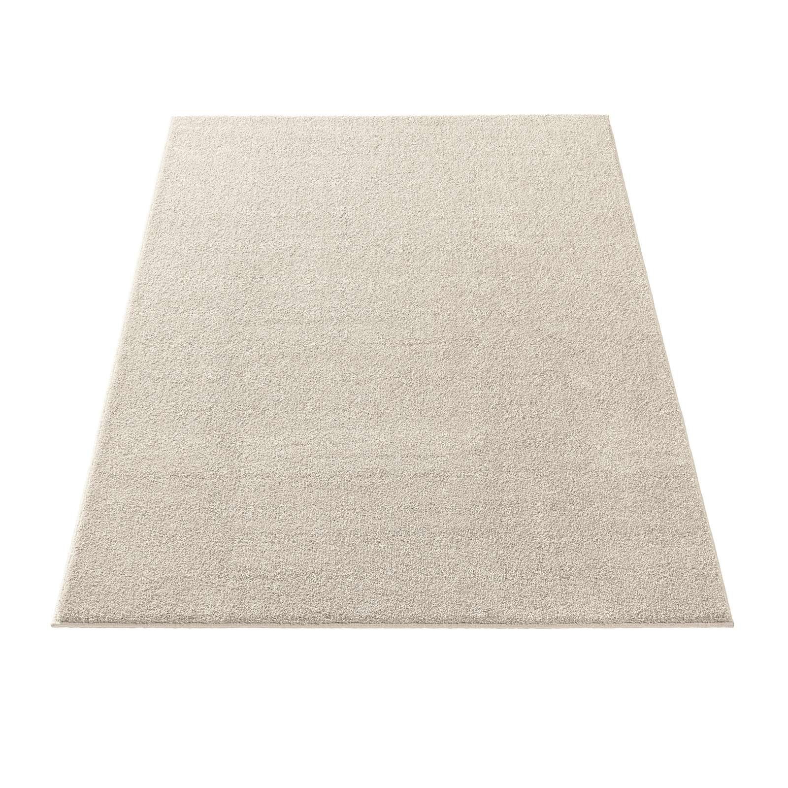 Teppich Kurzflor-Frisee-Teppich Madrid Uni, TaraCarpet, rechteckig, Höhe: 9 mm, uni creme Wohnzimmer Schlafzimmer Esszimmer Kinderzimmer 080x150