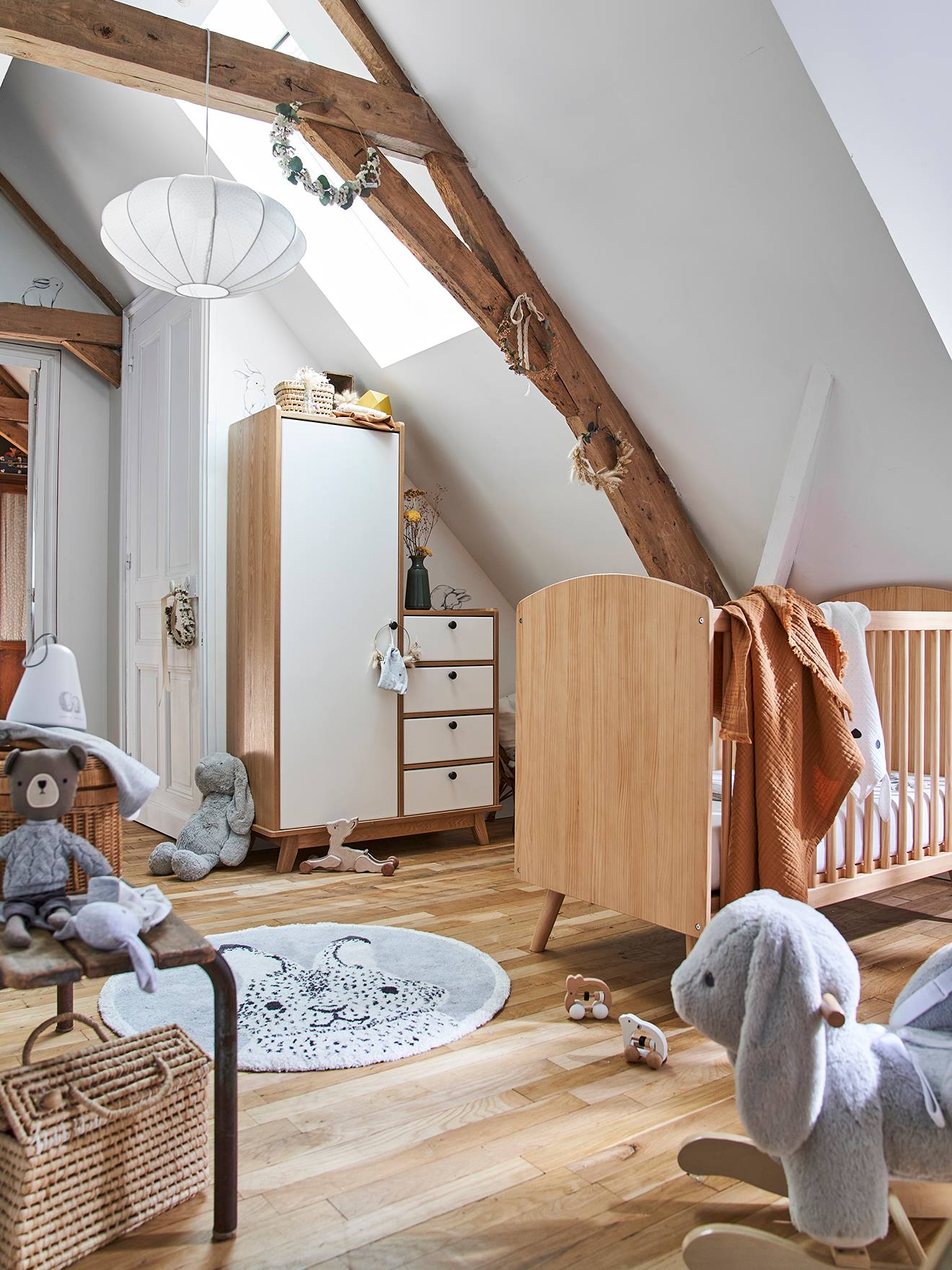Vertbaudet Kinder Kleiderschrank VINTAGE - weiß/natur
