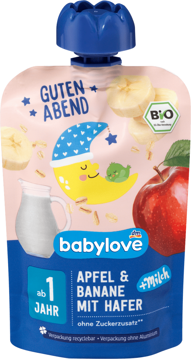 Quetschie Guten Abend Apfel-Banane-Hafer-Milch recyclebar ab 1 Jahr, 100 g