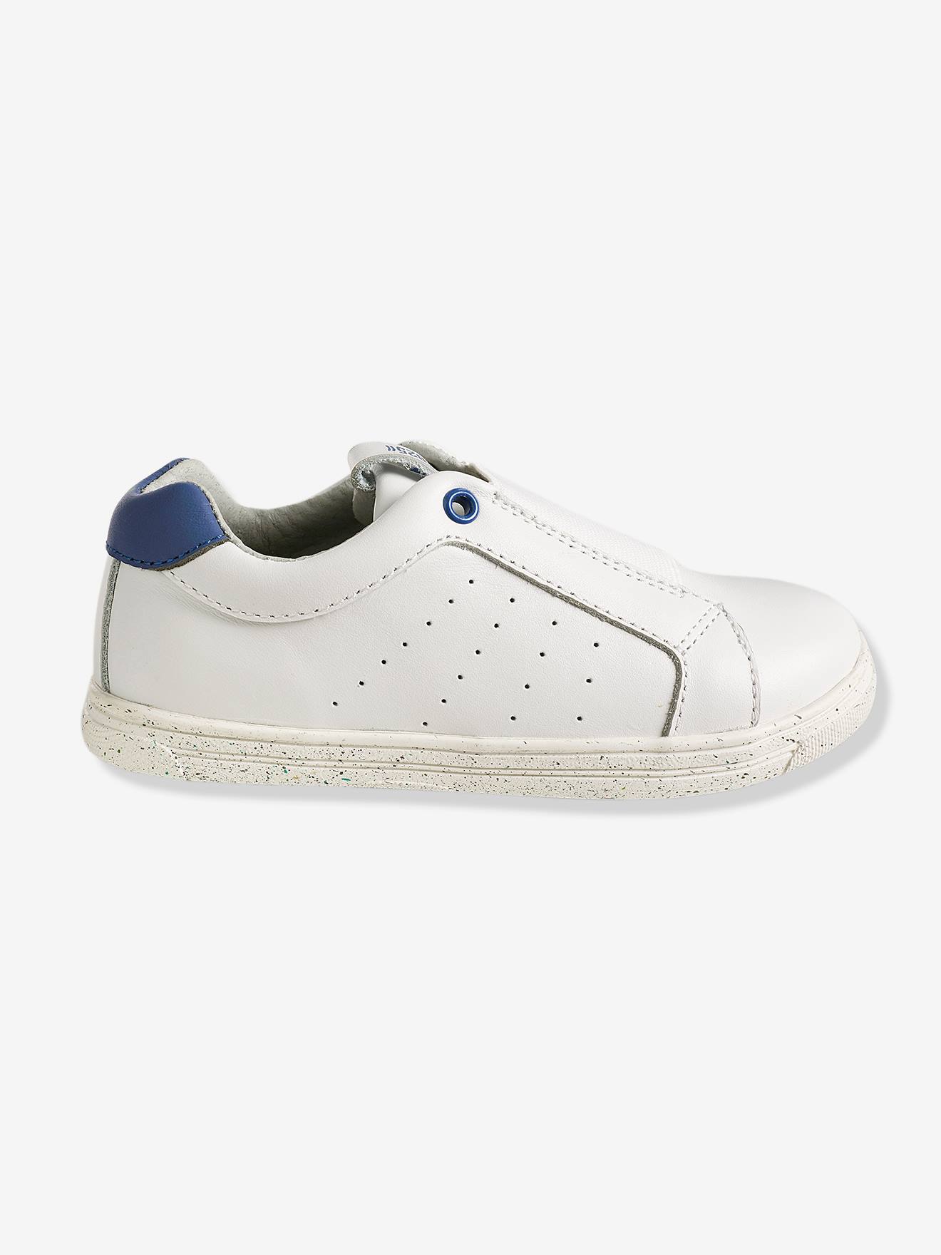 Baskets élastiquées garçon en cuir blanc
