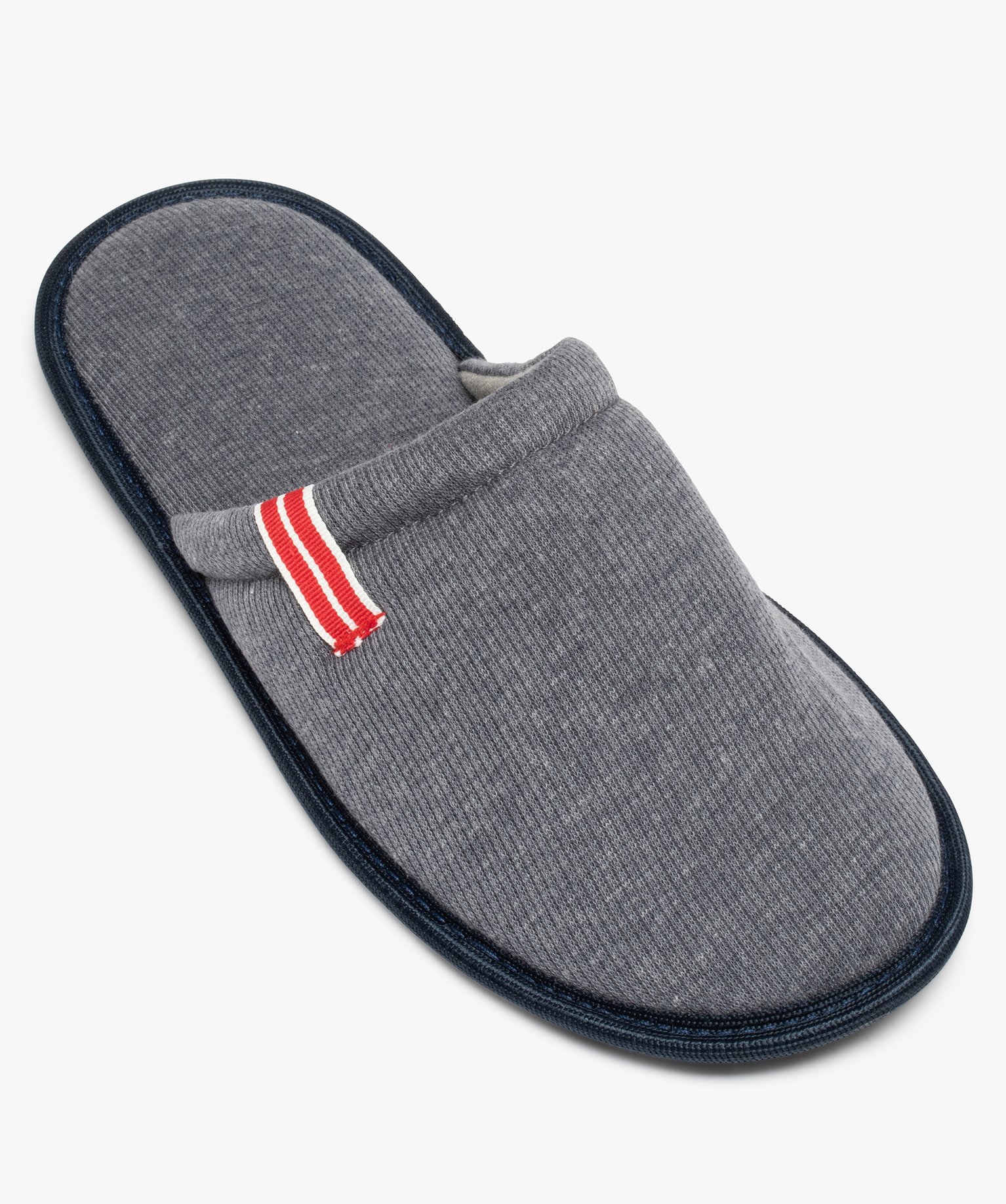 Chaussons homme mules plates en jersey ctelé bleu | GEMO