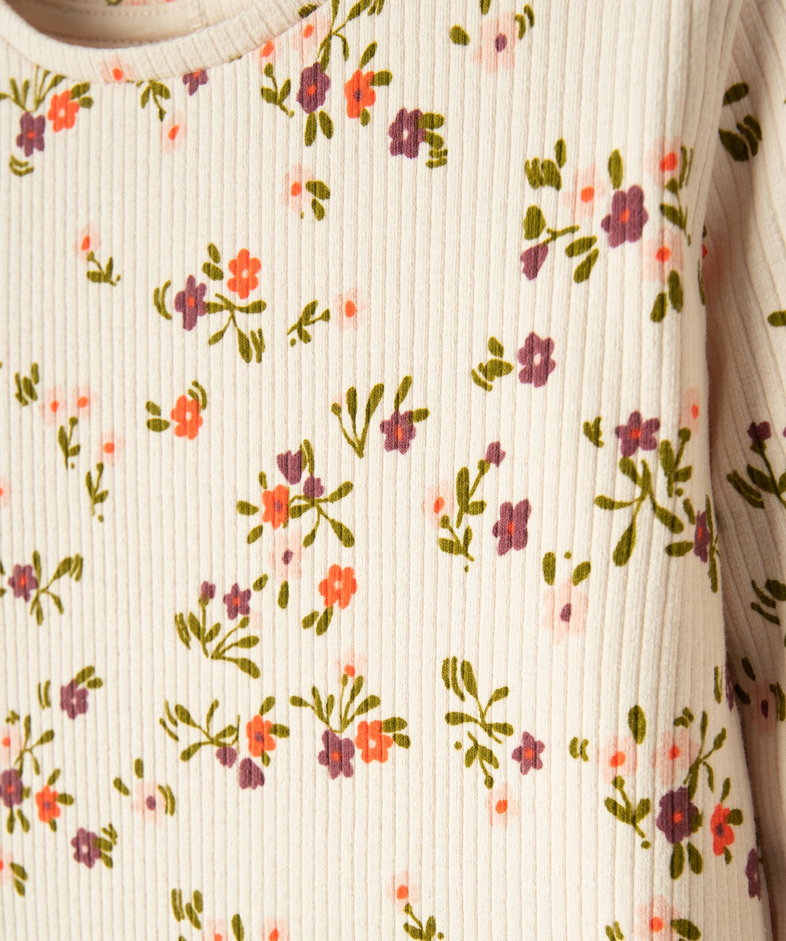 Tee-shirt à manches longues à motifs fleuris bébé fille ecru | GEMO