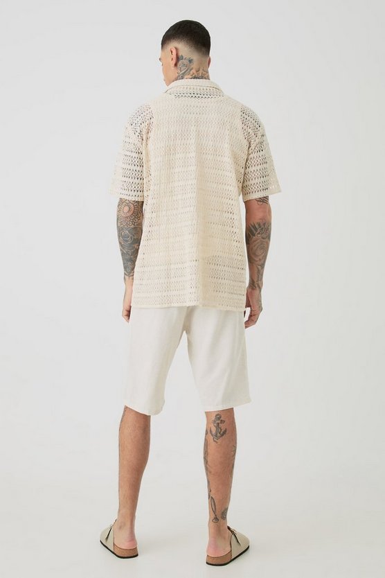 Tall Leinen-Shorts mit elastischem Bund