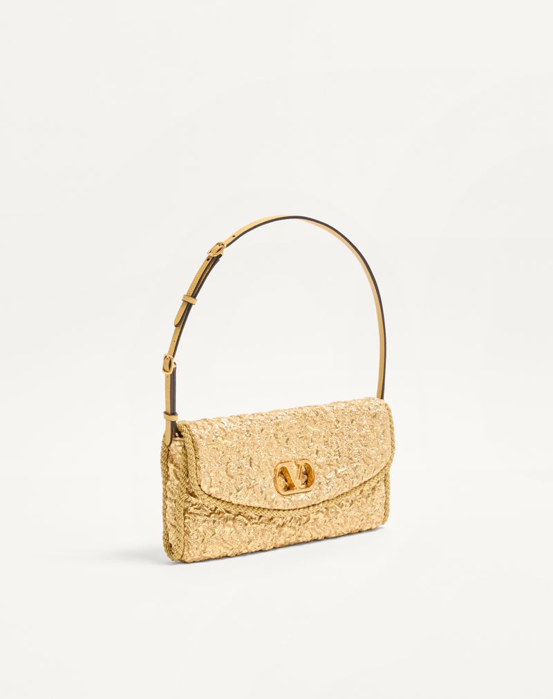 Bolsa de ombro pequena Valentino Garavani Devain em tecido jacquard Cloqué