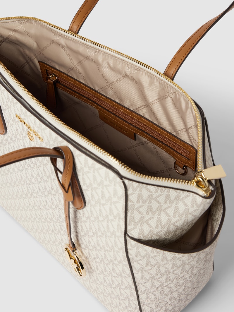 Shopper mit Label-Detail Modell 'MARILYN' in ecru