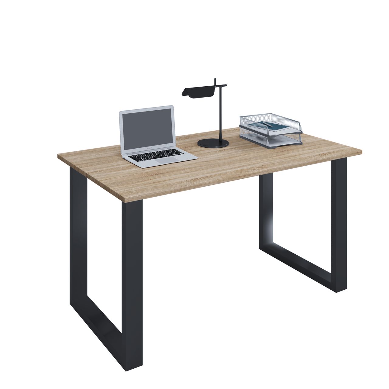 VCM Schreibtisch Lona 80x50 U-Fußgestell Sonoma-Eiche/schwarz