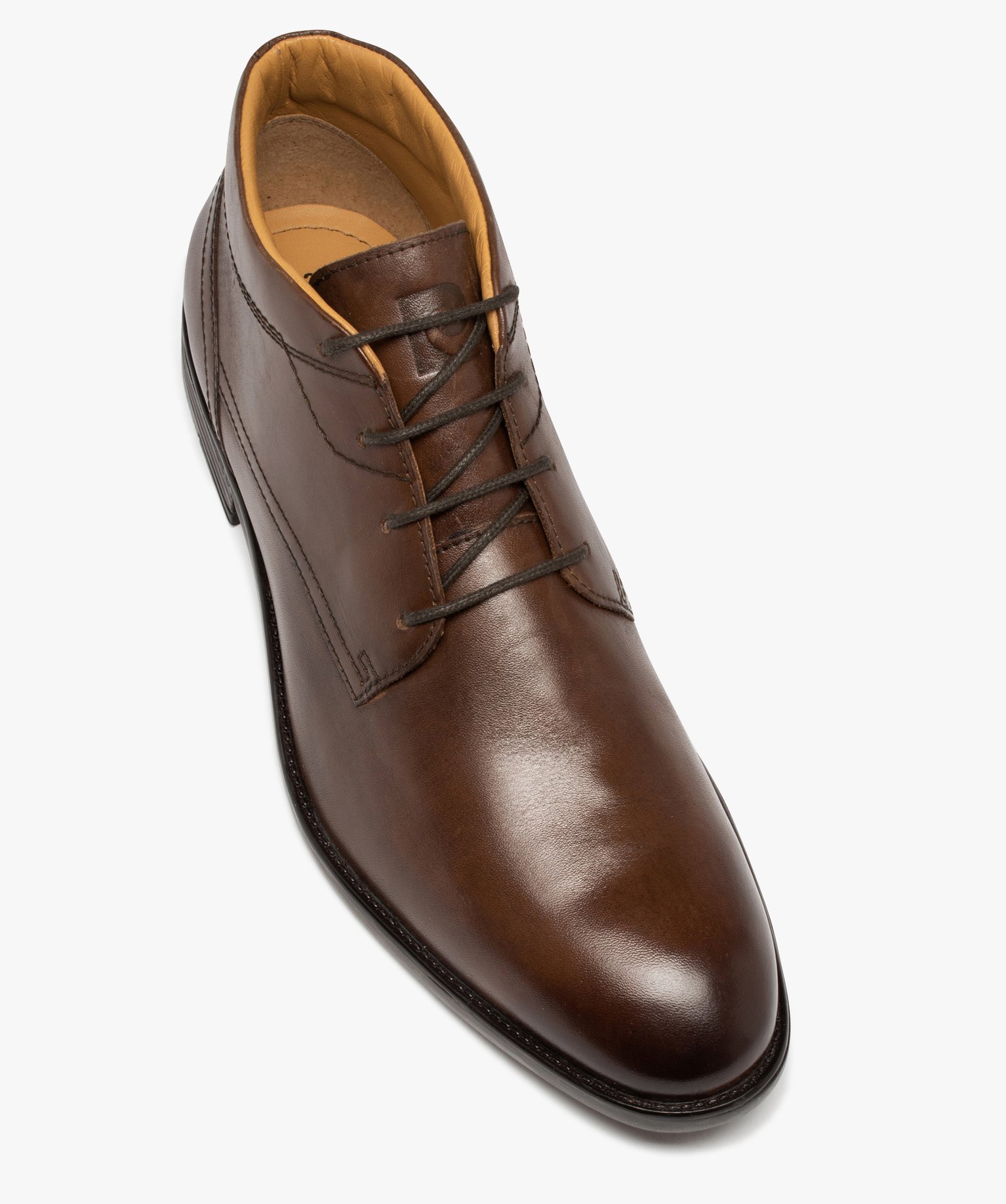 Boots hommes unies et en cuir à lacets - Pierre Cardin marron | GEMO