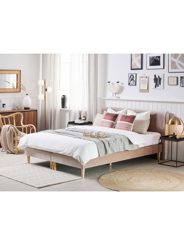 Beliani Doppelbett MARQUISE in Beige/Rosa - (W) 171 x (H) 91 x (L) 213 cm günstig kaufen onesize