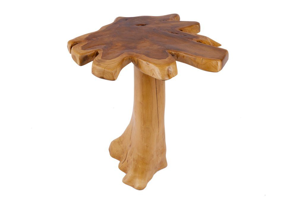 riess-ambiente Beistelltisch ROOT 53cm natur, Nachttisch · Massivholz · Hocker · mit Jahresringen · Teakholz