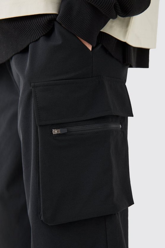 Lockere elastische Stretch Cargo-Shorts