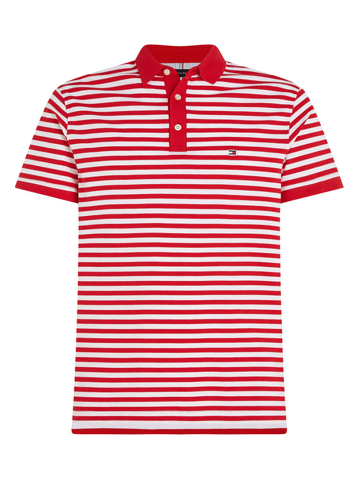 Tommy Hilfiger Poloshirt in Rot/ Weiß günstig kaufen
