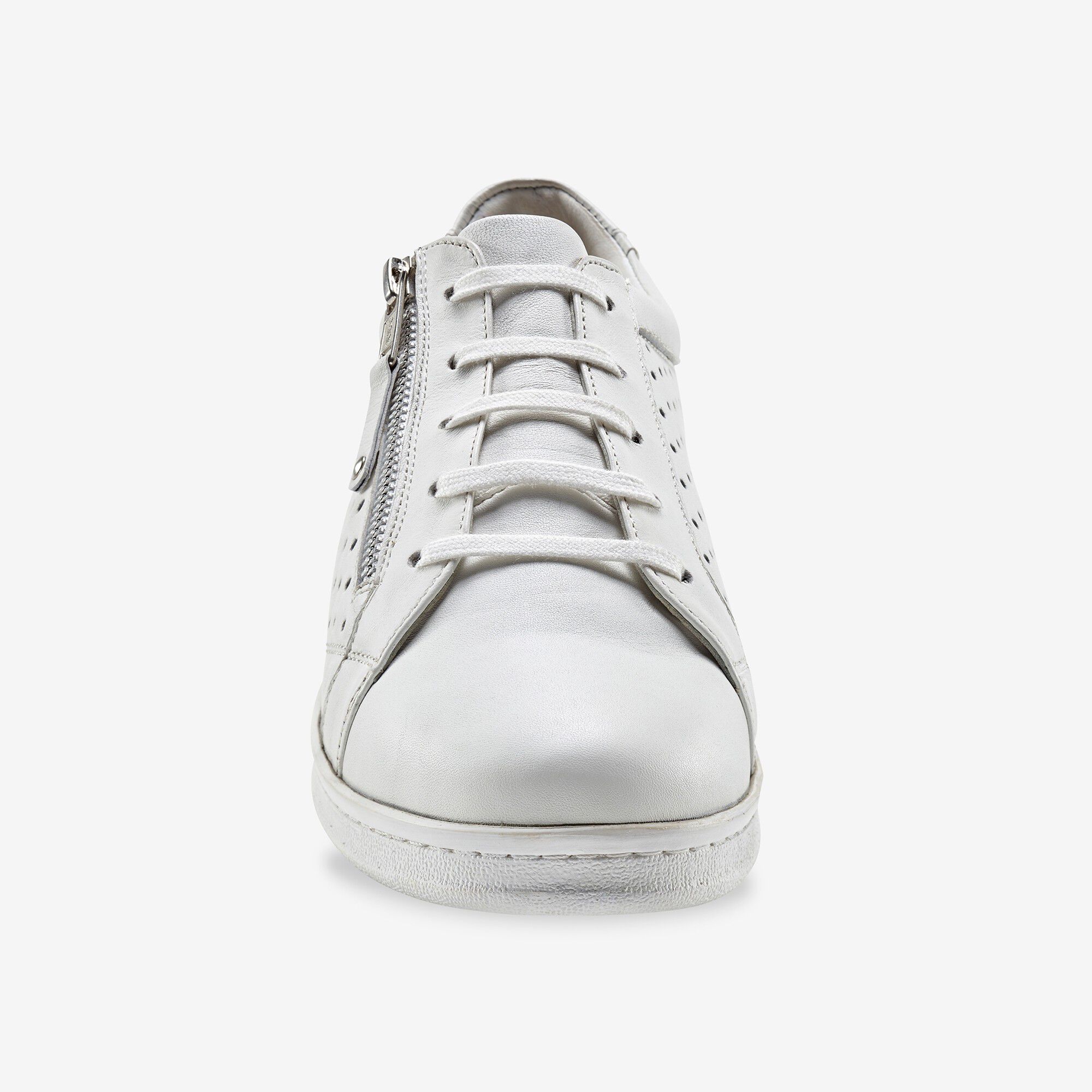 Tennis zippée en cuir perforé