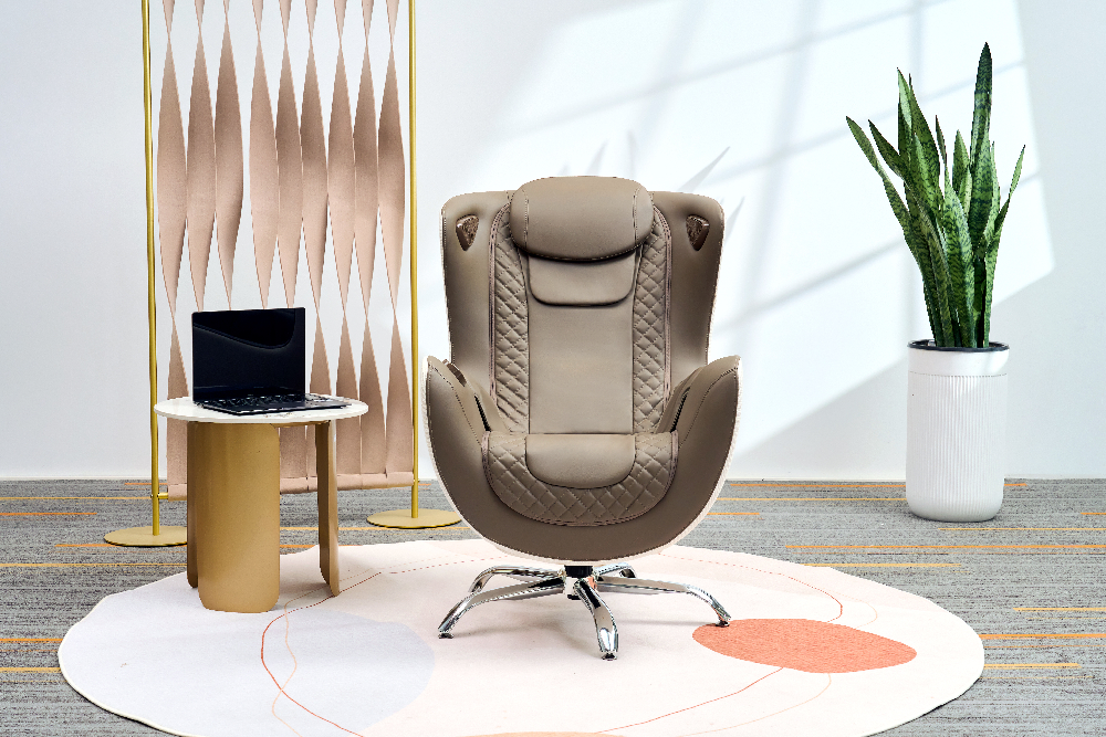 Happy Home elektrischer Massagesessel mit Hocker, Heizfunktion, Lautsprecher & 3D Mechanismus HWP71-BRN braun