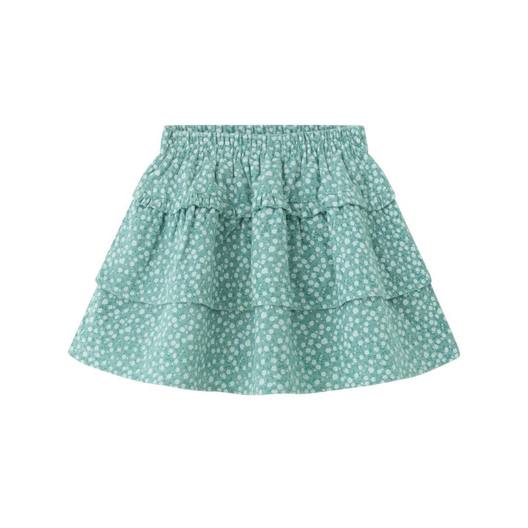 suebidou Midirock Mädchenrock aus Flanellstoff mit Liberty-Blumen mintgrün (116-tlg) lumen-Allover-Druck