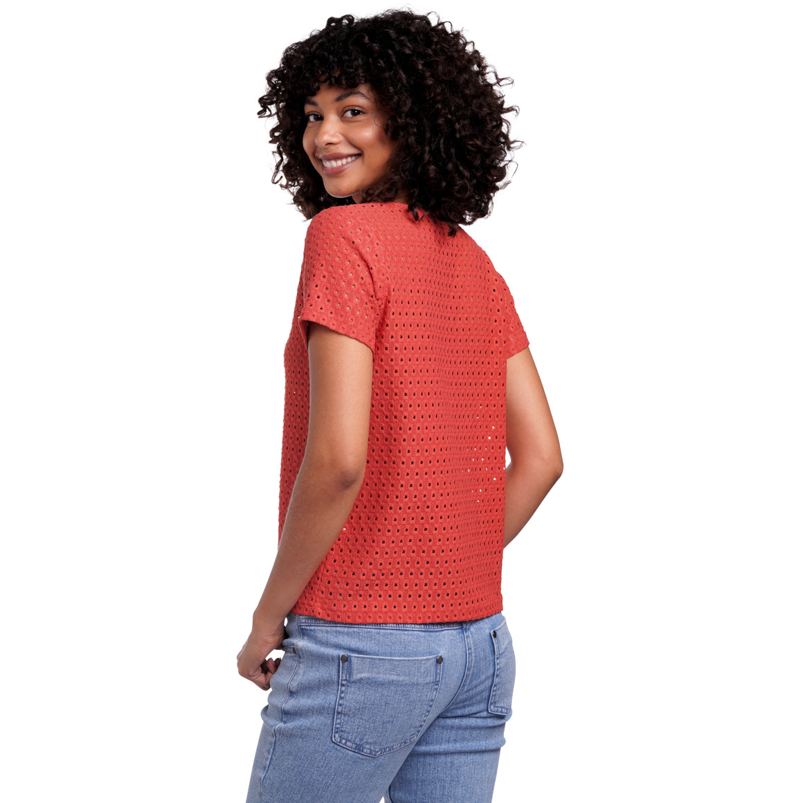 Damen T-Shirt mit Lochstickerei