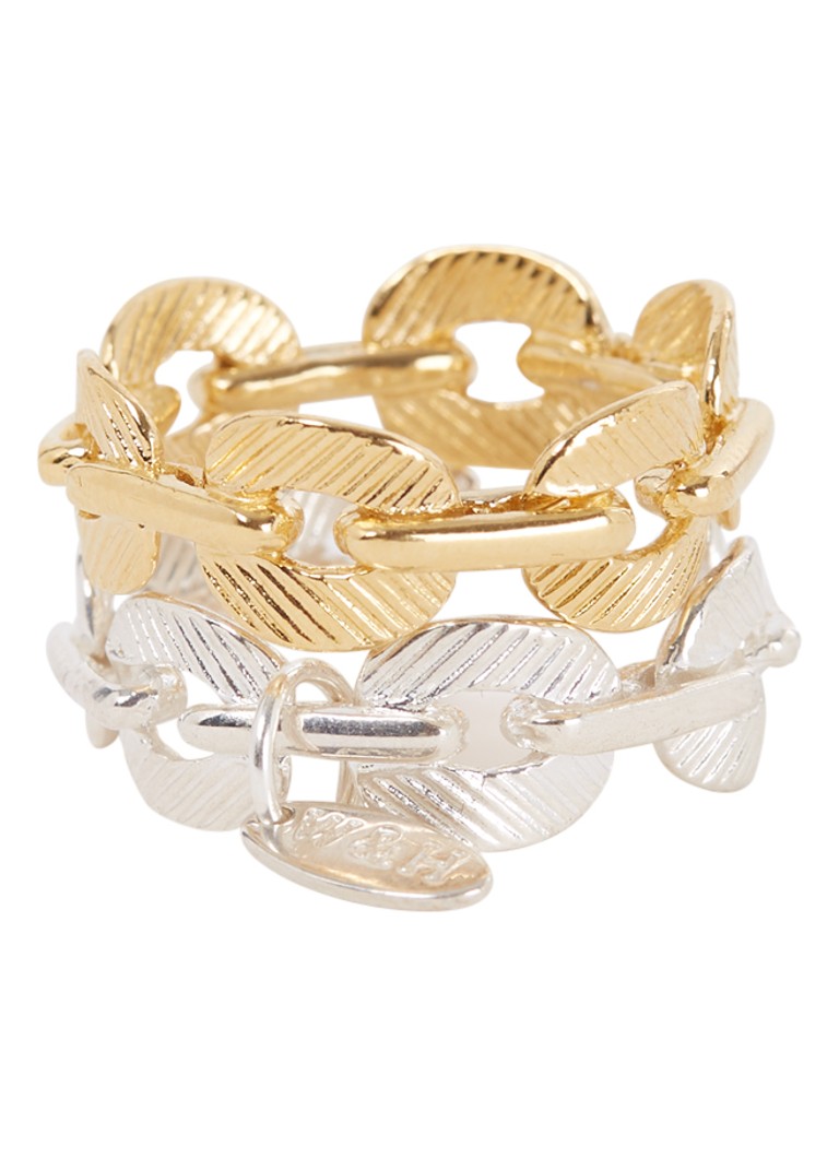 Anelli Wouters & Hendrix Double Chain placcati in oro, venduti in set da 2