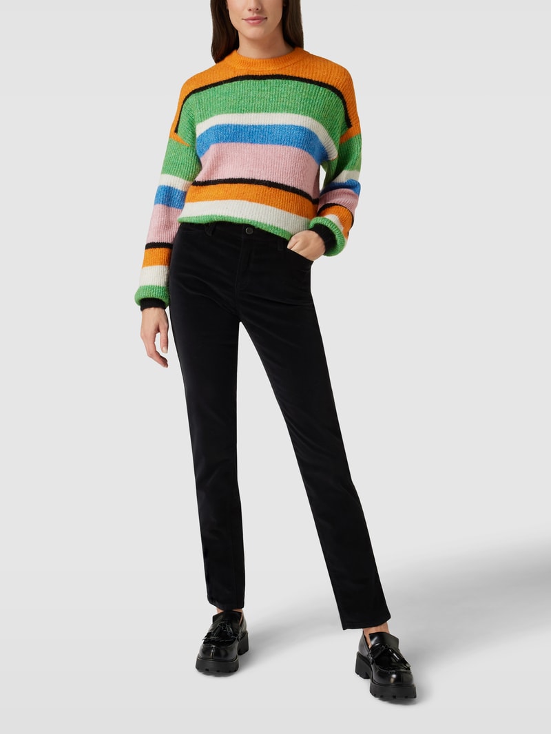 Slim Fit Jeans in Samt-Optik Modell 'Mary' in schwarz