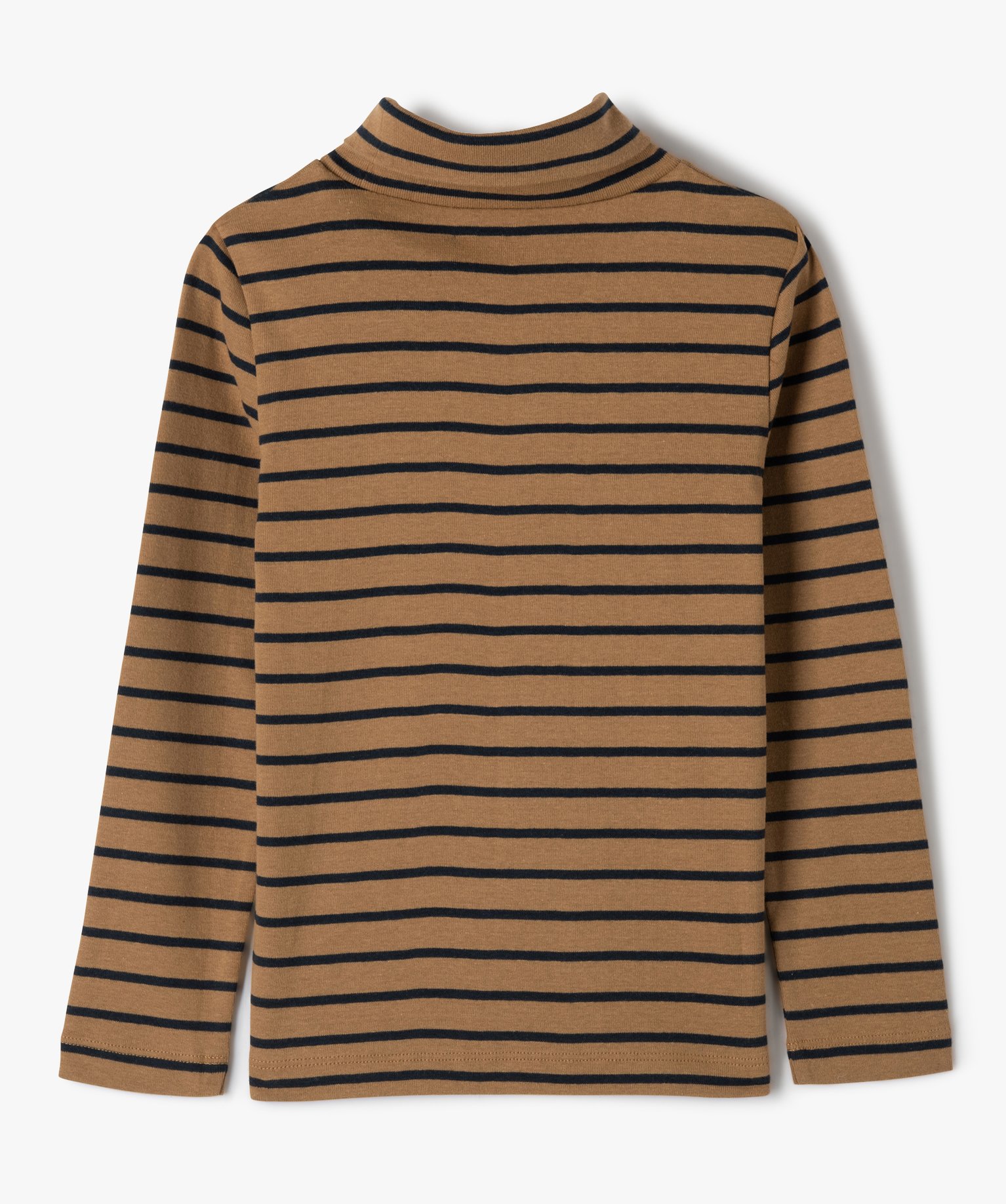 Tee-shirt rayé à manches longues et col roulé Garçon marron | GEMO