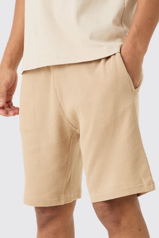 Mittellange Slim-Fit Shorts in Waffeloptik