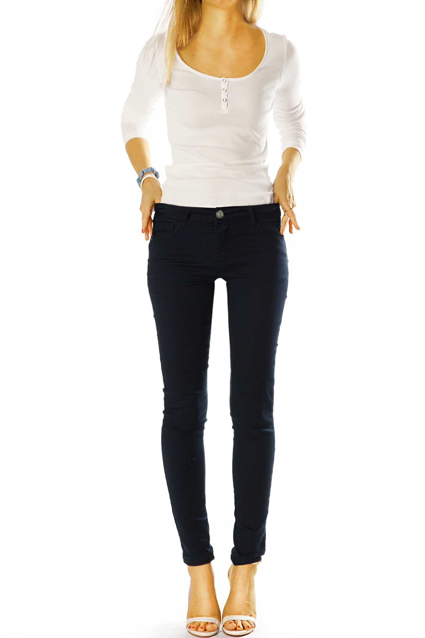 be styled Skinny-fit-Jeans Low Waist Hose enge Hüftjeans Skinny Hosen - Damen - j19e-1 (36-tlg) mit Stretch-Anteil, 5-Pocket-Style