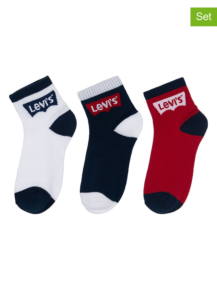 Levi's Kids 3er-Set: Socken in Weiß/ Dunkelblau/ Rot günstig kaufen 134-146