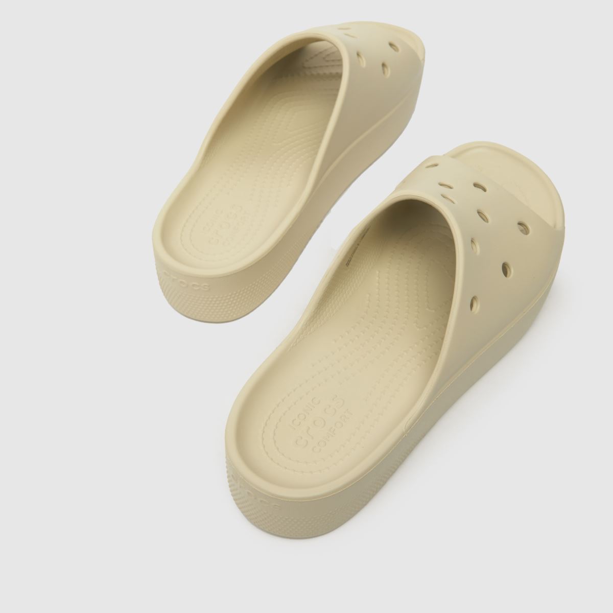 Crocs Classic platformos szandál, kő színben