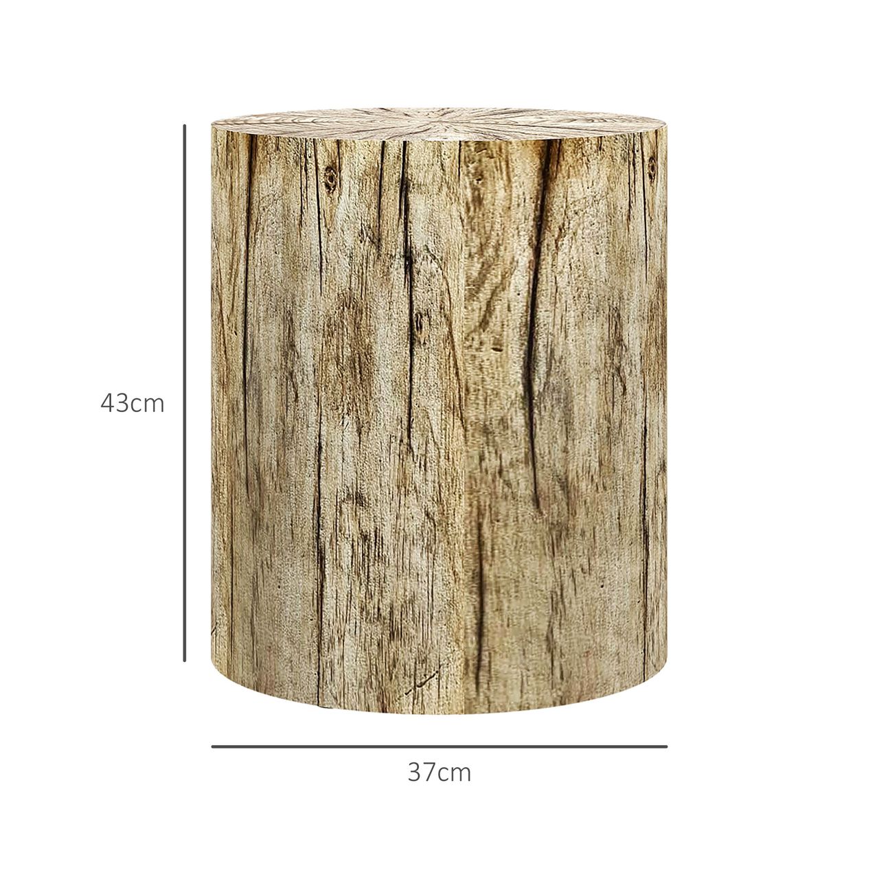 HOMCOM Beistelltisch, Couchtisch im Baumstumpf-Design, Rund Nachttisch Natur, Ø37x43 cm