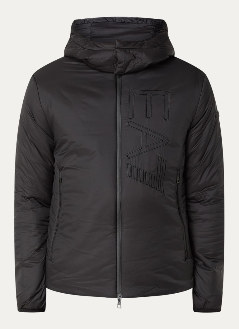 Bomber jakna Emporio Armani z vezenim logotipom in snemljivo kapuco