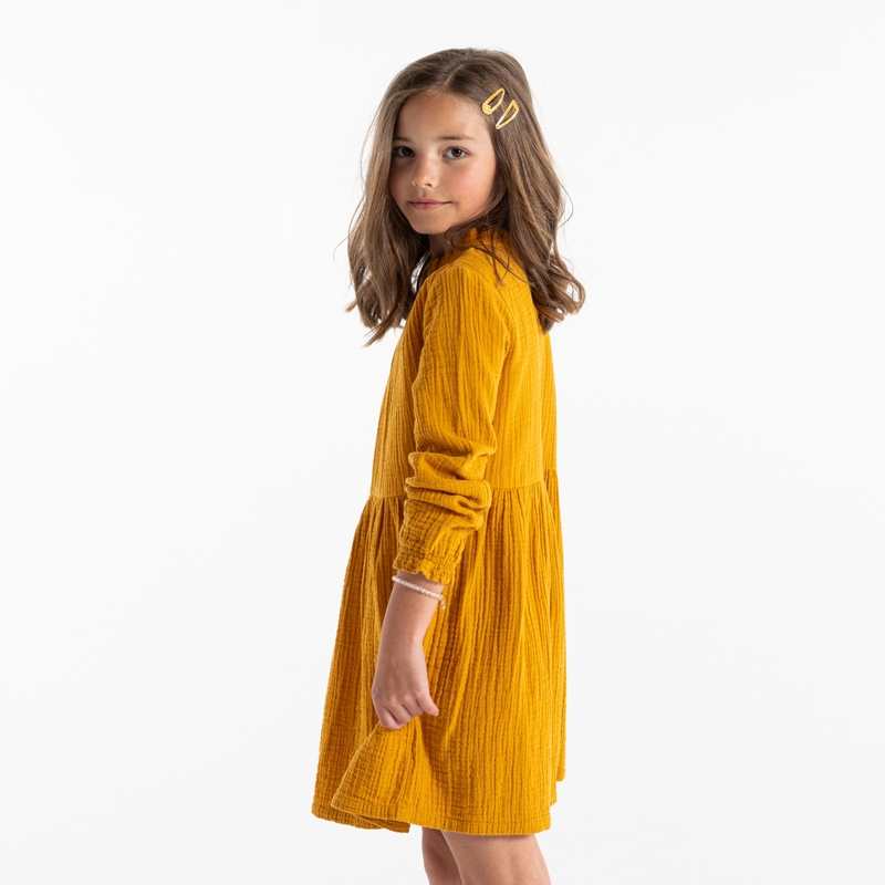 Robe en gaze de coton orange Fille