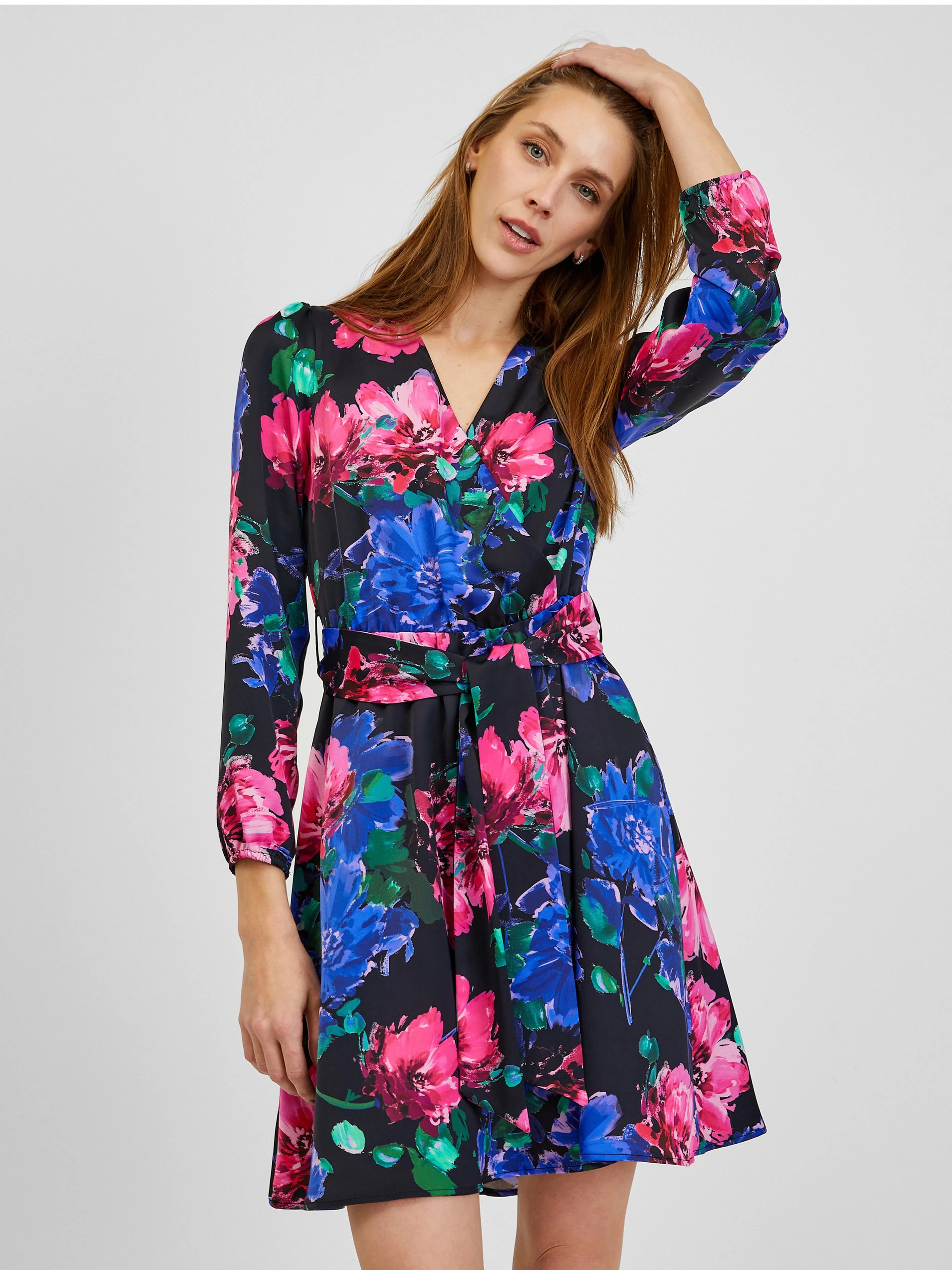 Schwarzes Damen-Blumenkleid ORSAY