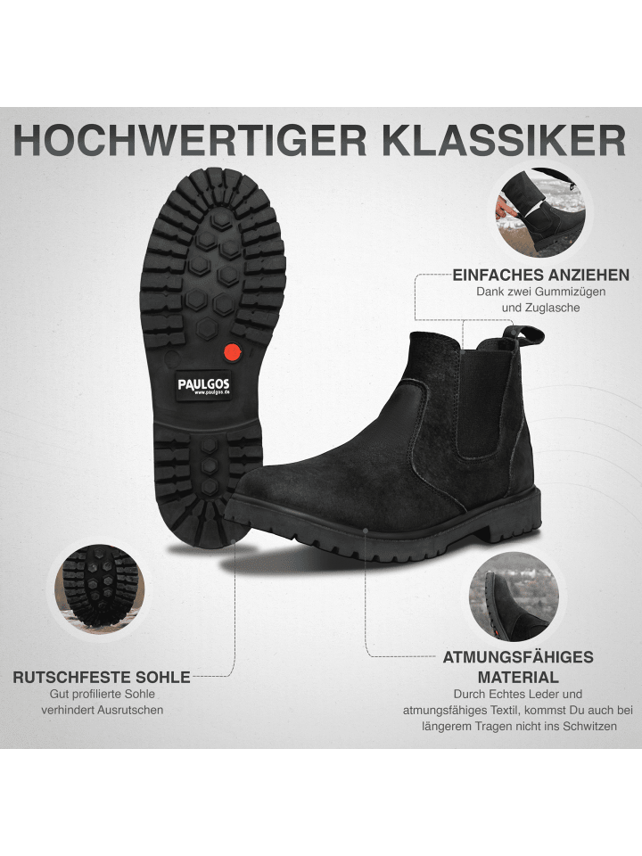PAULGOS Herren Chelsea Boots, Stiefeletten, Schuhe in Schwarz günstig kaufen