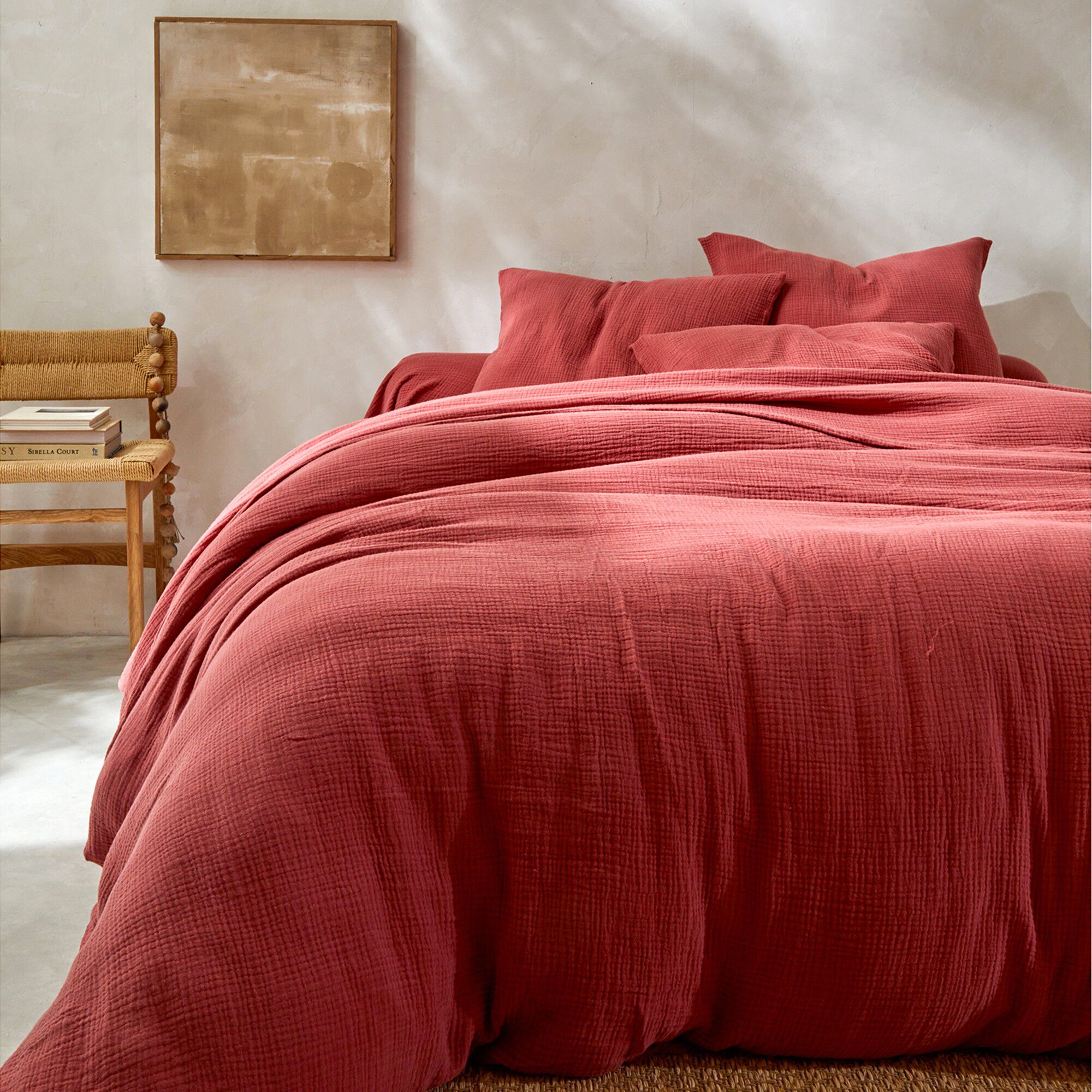 Linge de lit uni en triple gaze de coton