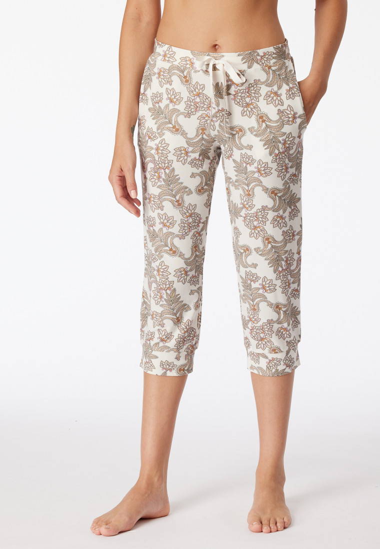 Loungehose 3/4-lang Modal Paisley creme - Mix+Relax