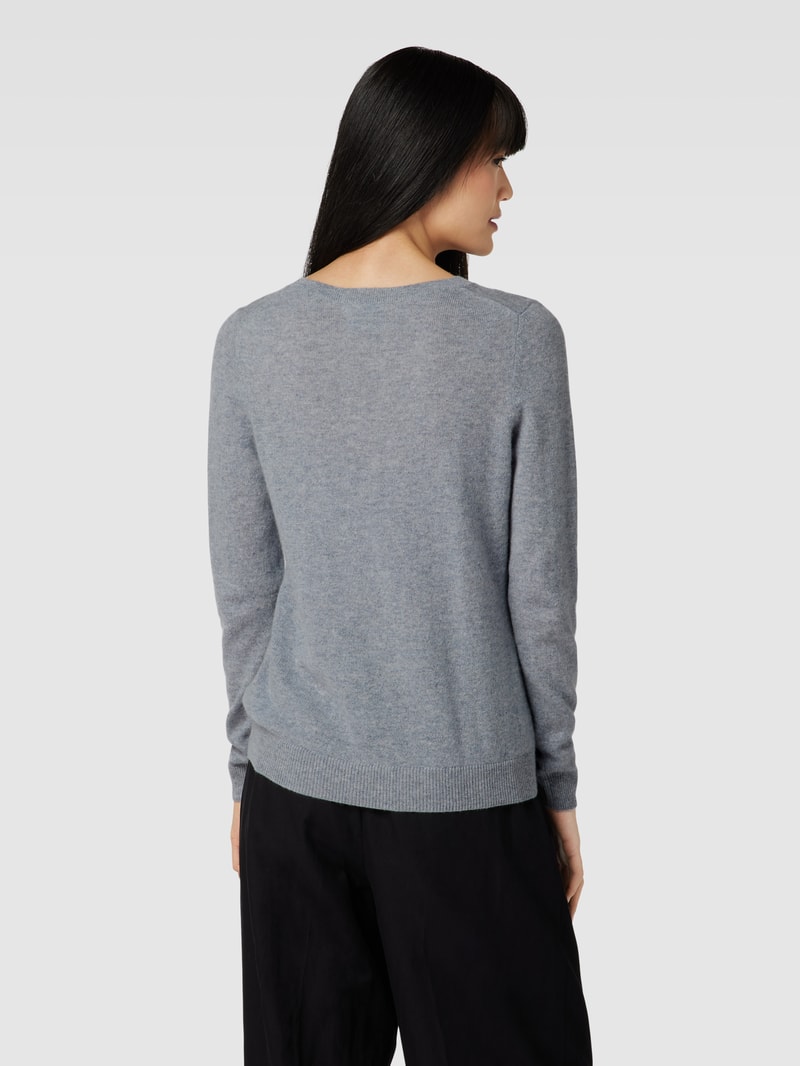 Strickpullover aus Kaschmir mit V-Ausschnitt in mittelgrau meliert