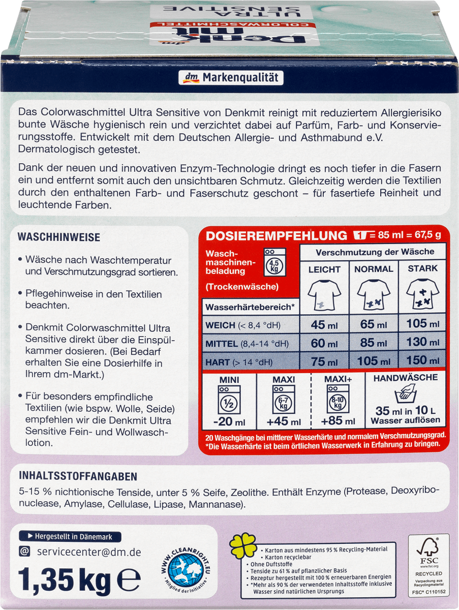 Colorwaschmittel Pulver Ultra Sensitive, 20 Wl